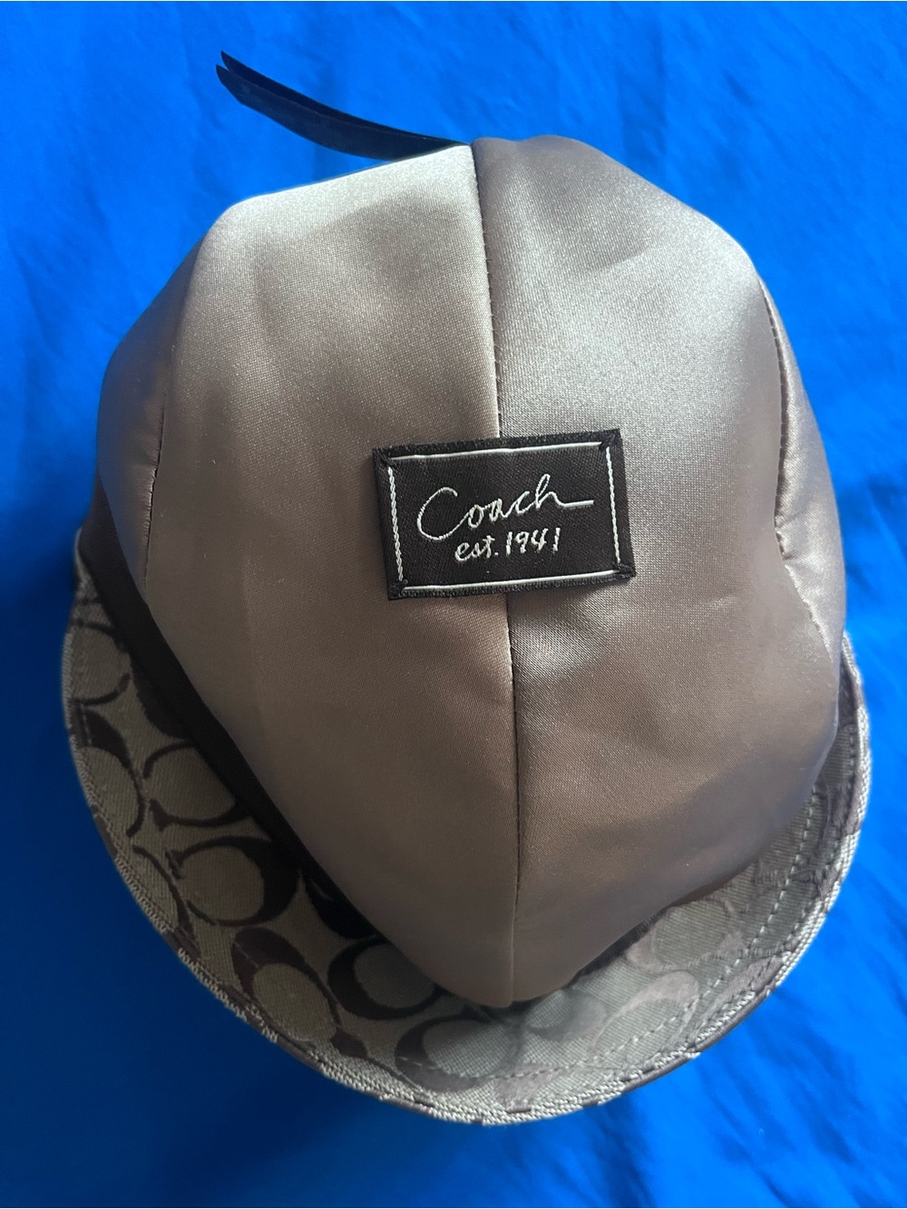 Coach Satin and Monogram Cadet Cap in Taupe and Brown - Picture 3 of 3